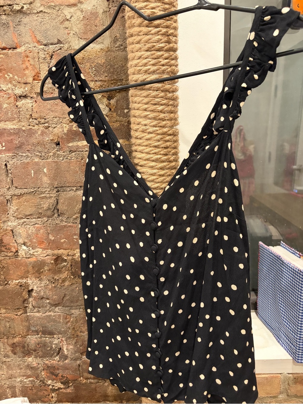 Madewell Black Camisole with Cream Polka Dots